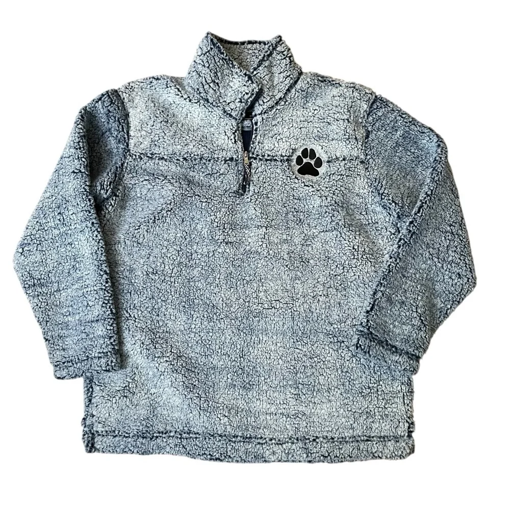 Boxercraft Blue Half Zip Sherpa Dog Paw Soft Plush Sweatshirt Sweater XL
